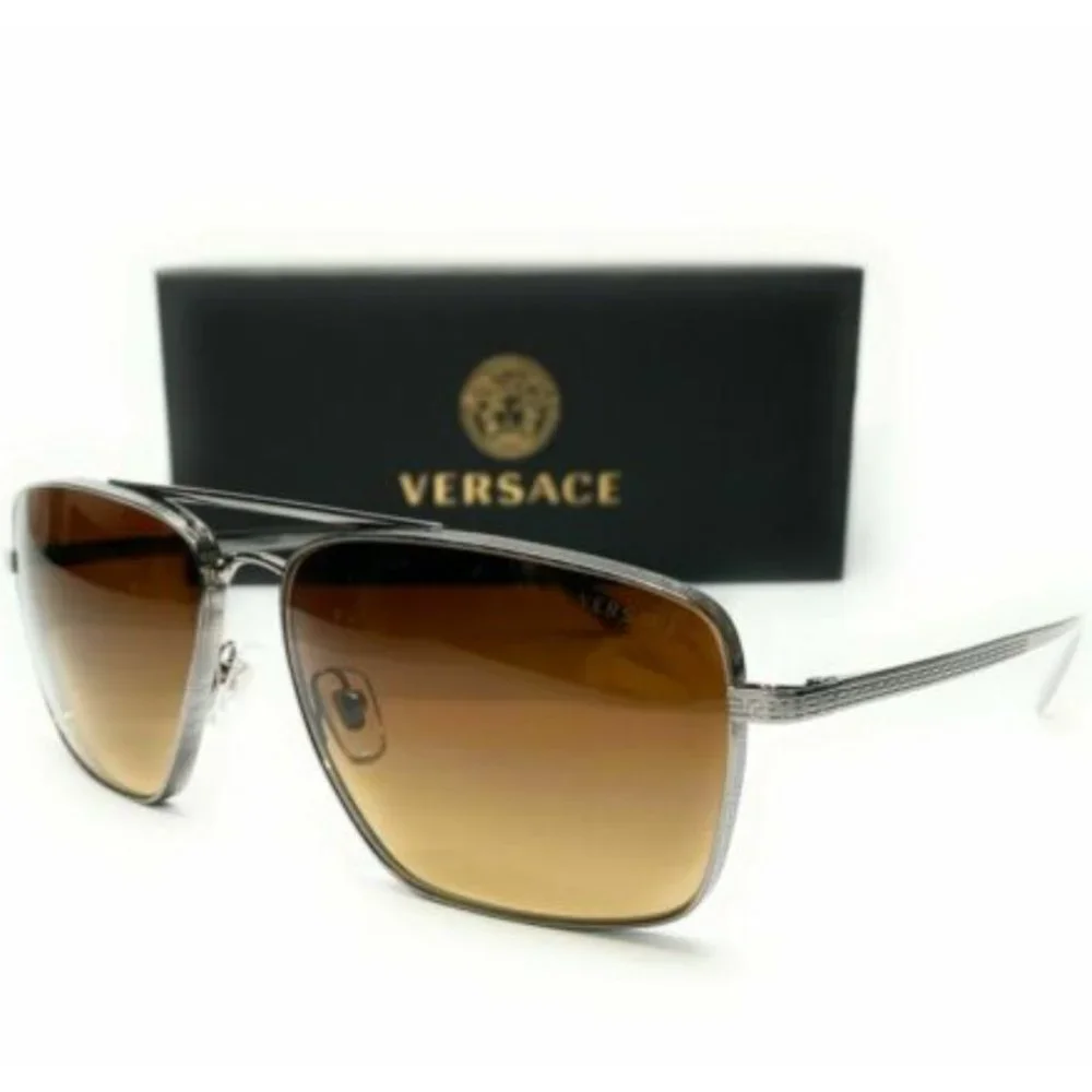 Versace Men's Gunmetal Brown Sunglasses!